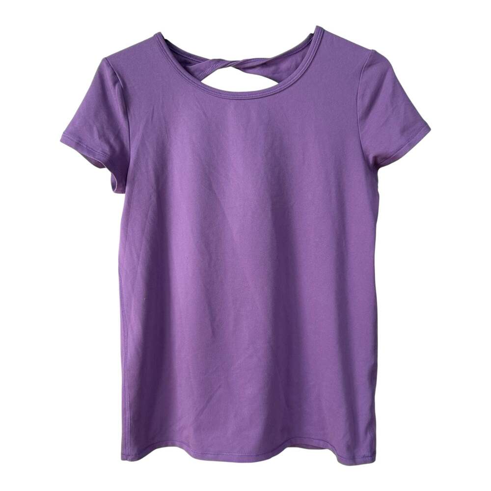 All in Motion Girls' Short Sleeve Cross-Back Athletic T-Shirt, Purple, L (10/12)